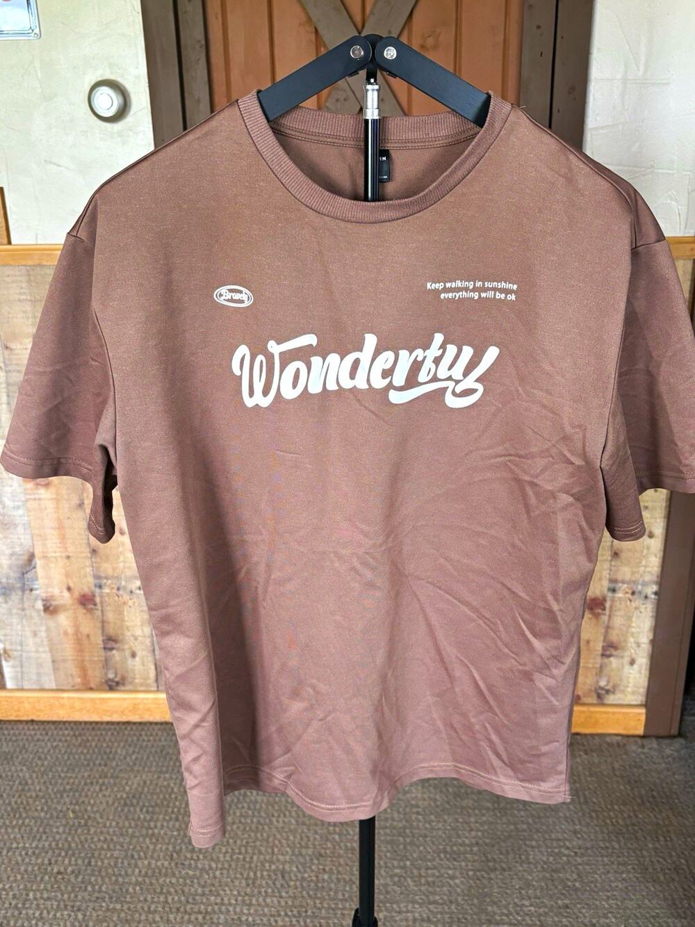 SHEIN Brown Graphic Print Crew Neck Short Sleeve T-Shirt Men’s Size M